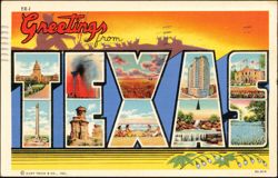 Greetings from Texas Large Letter Postcard