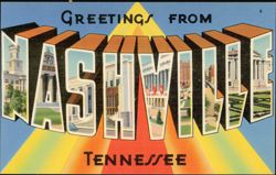 Greetings From Nashville Large Letter Postcard