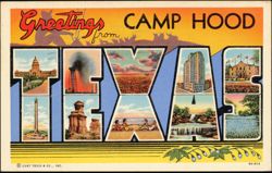 Greetings from Camp Hood Texas Large Letter Postcard