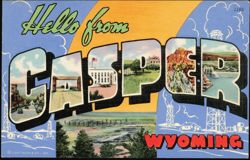 Hello from Casper Large Letter Views Postcard