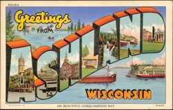 Greetings From Ashland Wisconsin, Chequamegon Bay Postcard