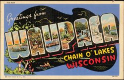 Greetings from Waupaca Chain O' Lakes Postcard