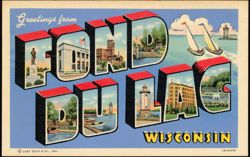Greetings from Fond du Lac Large Letter Postcard
