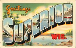 Greetings from Superior Wisconsin Large Letter Postcard