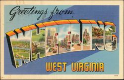Greetings from Wheeling West Virginia Large Letter Postcard