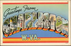 Greetings From Charleston, W. VA. Large Letter Postcard