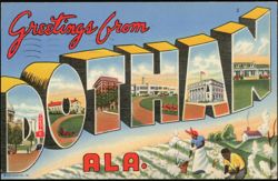 Greetings From Dothan Large Letter, Cotton Pickers Postcard