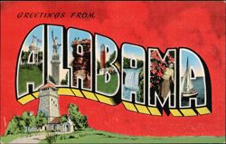 Greetings From Alabama Large Letter Postcard