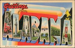 Greetings from Alabama Large Letter Scenes Postcard