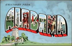 Greetings From Alabama Large Letter Postcard