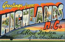 Greetings from Highlands N.C. Large Letter Postcard