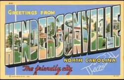 Greetings From Hendersonville, The Friendly City Postcard