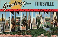 Greetings from Titusville Pennsylvania Large Letter Postcard