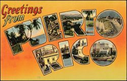 Greetings from Puerto Rico Large Letter Scenes Postcard