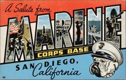 A Salute from Marine Corps Base, San Diego, CA Postcard