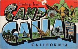 Greetings from Camp Callan California Military Large Letter Postcard