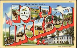 Greetings From Fort Jackson Large Letter Military Scenes Postcard