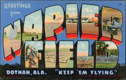 Greetings from Napier Field, Keep 'Em Flying Postcard