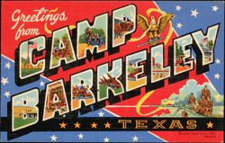 Greetings from Camp Barkeley Texas Large Letter Postcard