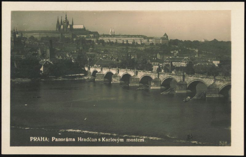 Prague Panorama: Hradčany with Charles Bridge Czechoslovakia