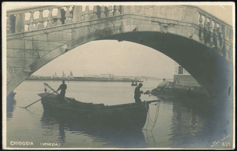 Bridge and Boats on Canal Chioggia Italy G. Ciutta