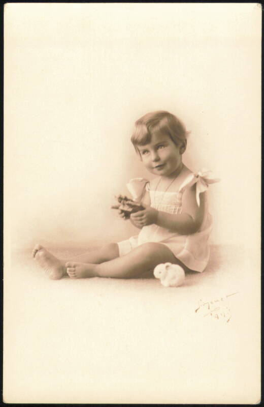 Young Child with Toy and White Animal, 1927 Ligonet