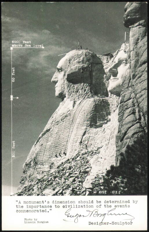 Mount Rushmore RPPC Washington & Jefferson Carving Workers