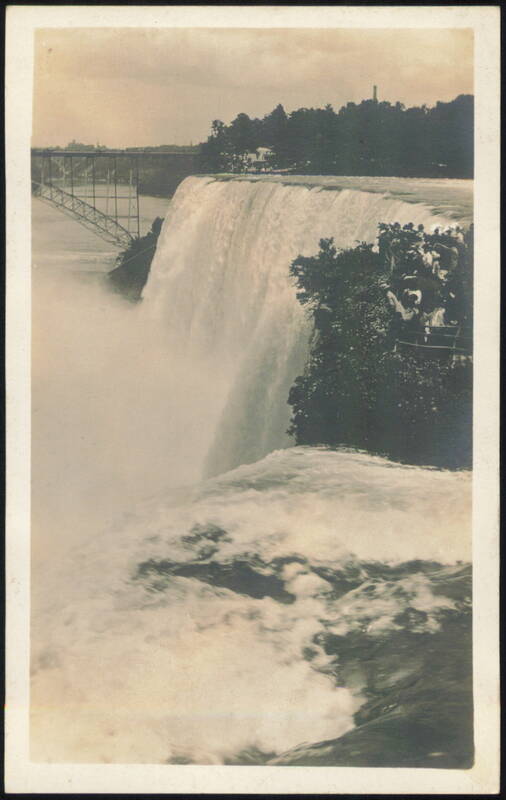 Niagara Falls, American Falls with Bridge & Viewers New York