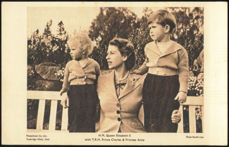 H.M. Queen Elizabeth II with T.R.H. Prince Charles & Princess Anne
