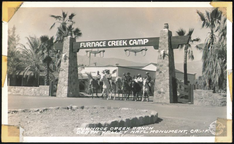 Furnace Creek Camp Entrance, Horseback Riders Death Valley California