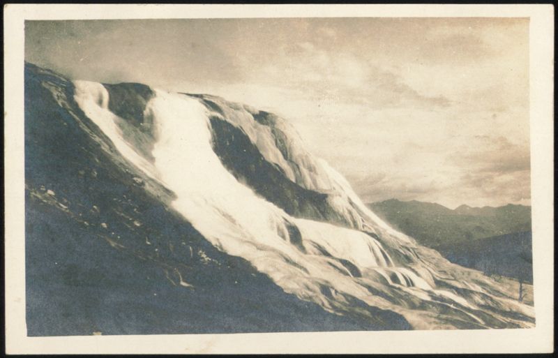 Terraced Waterfall Mountain Landscape Yellowstone National Park