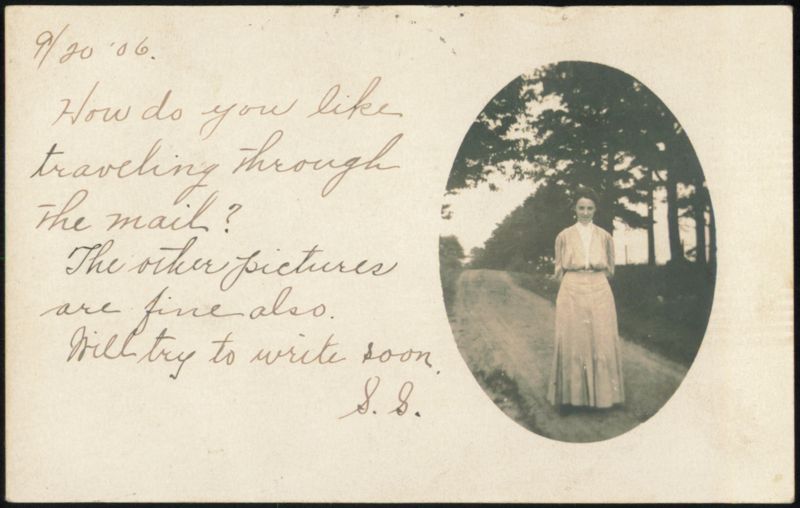 Woman on Rural Road, Personal Message 1906 Women