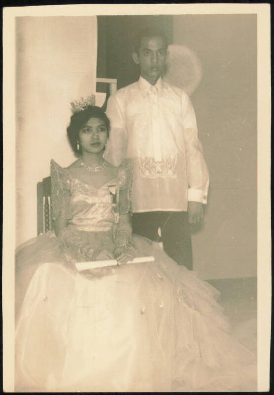 Woman in Gown & Crown, Man in Barong, San Carlos, 1959 Philippines