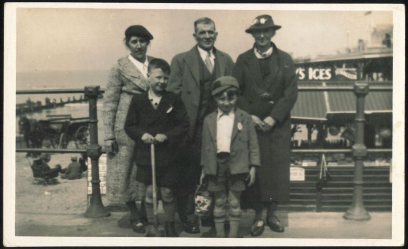 Family Group on Seaside Promenade, Ice Cream Stand