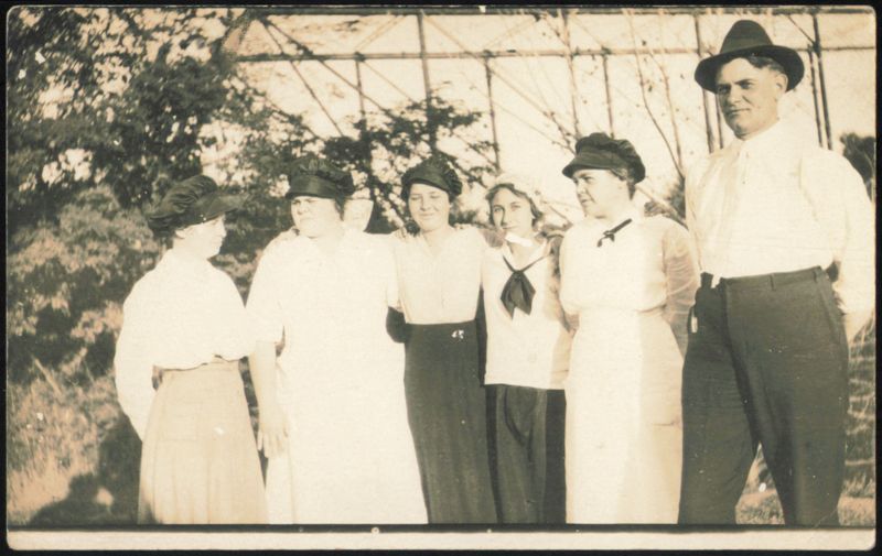 Group of Seven People, Six Women and One Man Unidentified People
