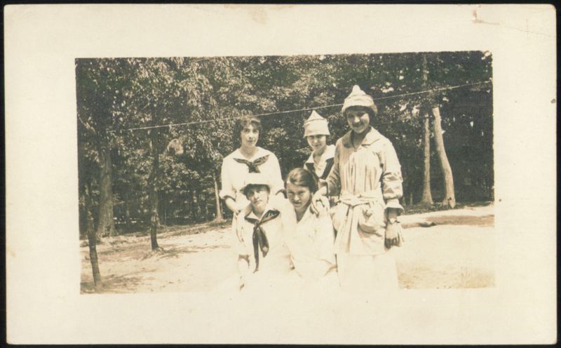 Group of Five Young People in Woods, Sailor Attire