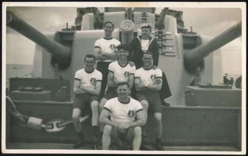 Sailors on Warship with Large Guns, Summer 1938 Battleships