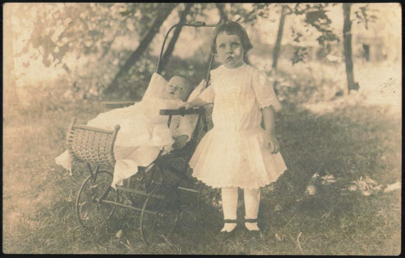 Girl with Baby in Carriage Lebanon Indiana
