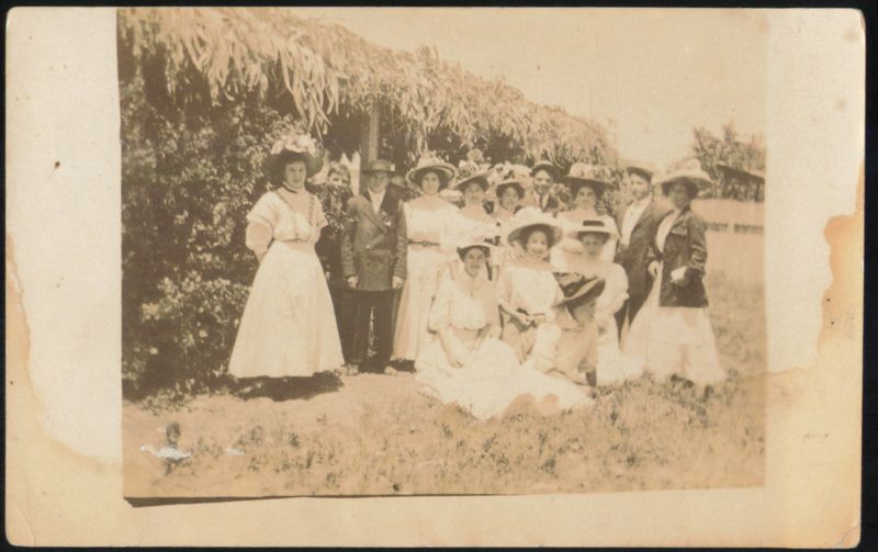 Group of Women & Men in Garden, Early 1900s Unidentified People