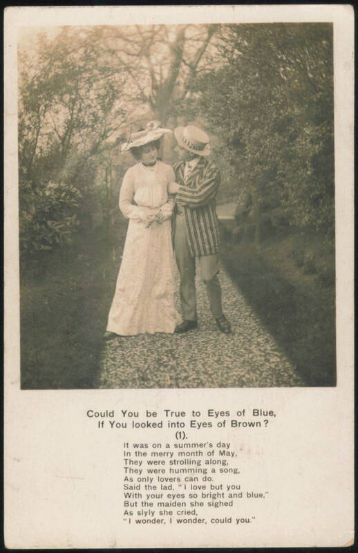 Eyes of Blue, Eyes of Brown - Couple in Garden Couples