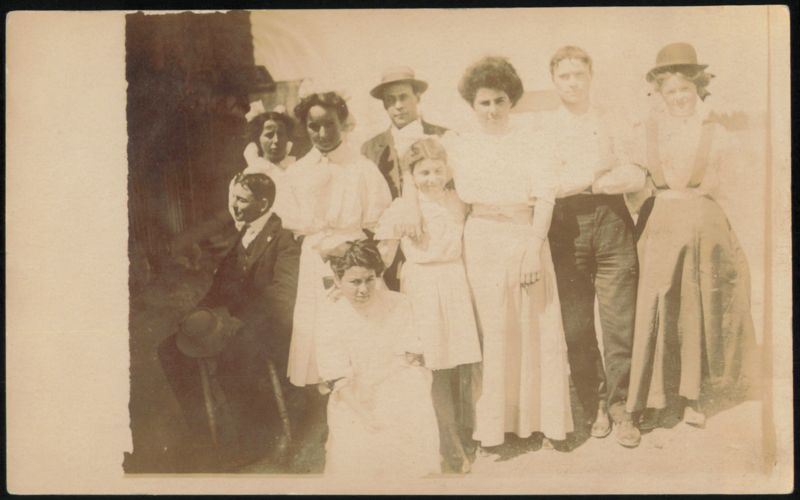 Group Portrait of Nine People, Solio Real Photo Family Portaits