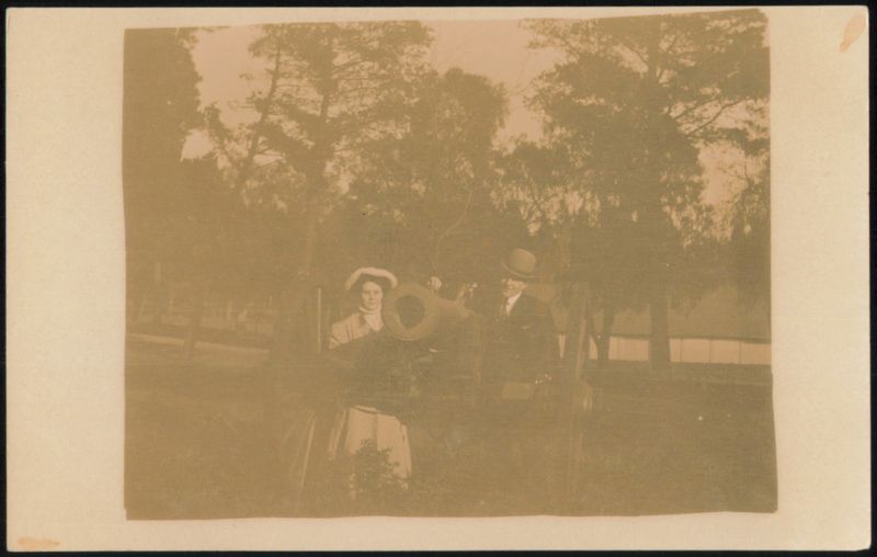 Man & Woman Posing with Cannon, Outdoor Scene Couples
