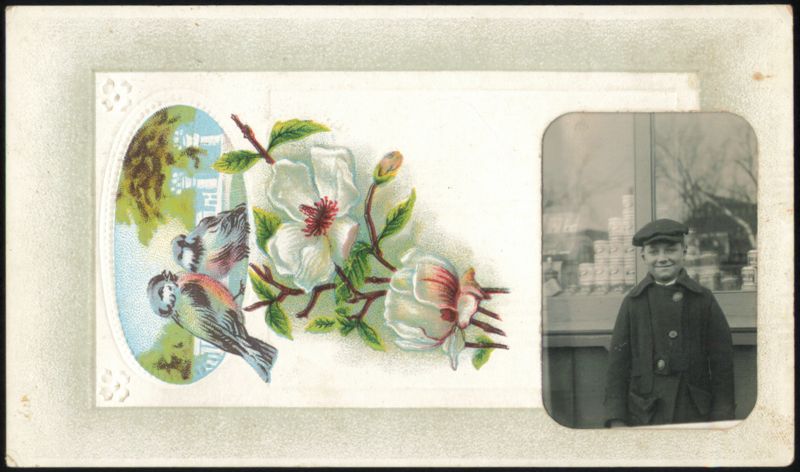 Boy with Cap, Birds & Flowers, Merry Christmas Children