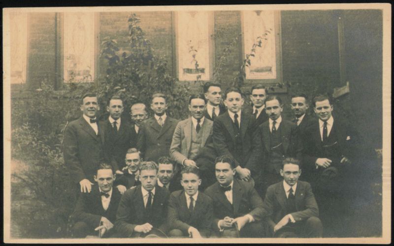 Group Portrait of 19 Men in Suits School and Class Photos