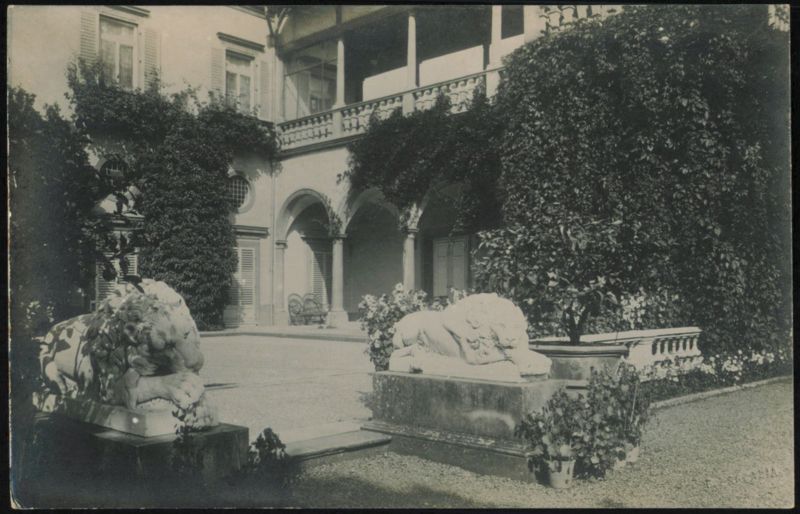 Florence Courtyard with Lion Statues Italy