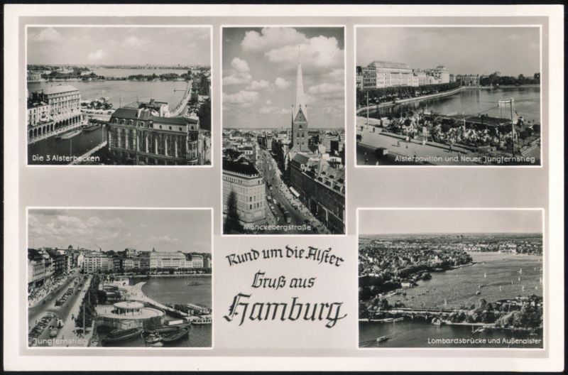 Rund um die Alster, Gruß aus Hamburg Germany Hans Hartz