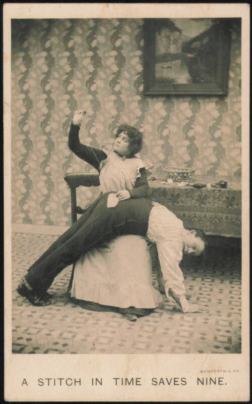 Humorous Spanking Scene - A Stitch in Time Saves Nine