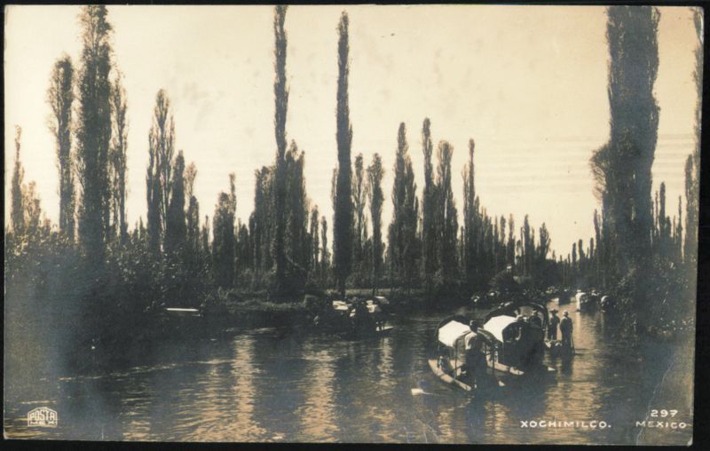 Xochimilco Canal Boats and Trees Mexico