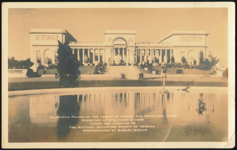 1929 San Francisco CA Legion of Honor Sculpture RPPC Moulin California