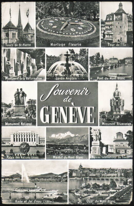 Geneva Multi-View: St Pierre, Flower Clock, Jet d'eau Switzerland